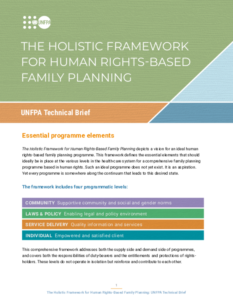 Holistic Framework for Human Rights-Based Family Planning 